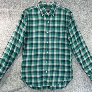Bonobos Shirt Men's Small Slim Fit Plaid Flannel Button Up Blue Green Gray